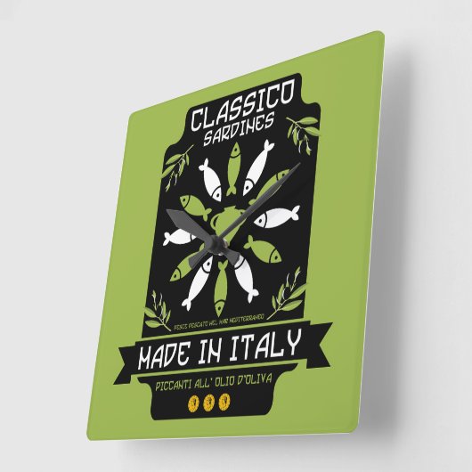 Italiaans Sardine Art Print Keukengeschenk Vierkante Klok (Hoek)