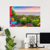 Italiaans Seaside Patio Garden AcrylArt Poster (Thuiskantoor)