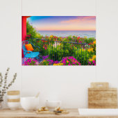 Italiaans Seaside Patio Garden AcrylArt Poster (Keuken)