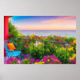 Italiaans Seaside Patio Garden AcrylArt Poster