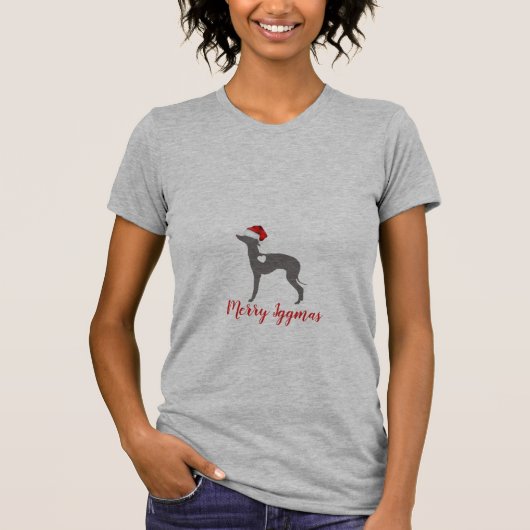 Italiaans Shirt Greyhound Merry Iggmas. T-shirt (Voorkant)