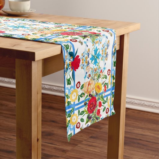 Italiaans, Siciliaans, floreel, majolica-patroon Korte Tafelloper (Voorbeeld)
