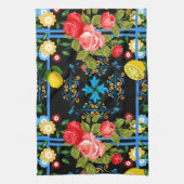 Italiaans, Siciliaans, floreel, majolica-patroon Theedoek (Verticaal)