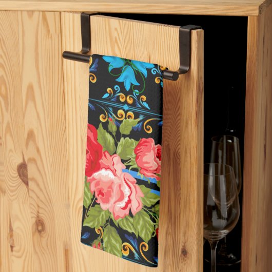 Italiaans, Siciliaans, floreel, majolica-patroon Theedoek (Derde Gevouwen)