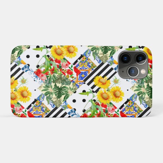 Italiaans,Siciliaanse kunst,patchwork,zomerbloemen Case-Mate iPhone Case (Achterkant (horizontaal))