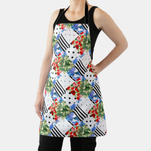 Italiaans,Siciliaanse kunst,patchwork,zomerbloemen Schort