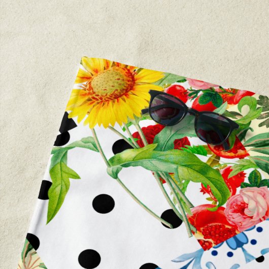 Italiaans,Siciliaanse kunst,patchwork,zomerbloemen Strandlaken (In situ)