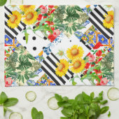 Italiaans,Siciliaanse kunst,patchwork,zomerbloemen Theedoek (Gevouwen)