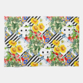 Italiaans,Siciliaanse kunst,patchwork,zomerbloemen Theedoek (Horizontaal)