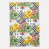 Italiaans,Siciliaanse kunst,patchwork,zomerbloemen Theedoek (Verticaal)