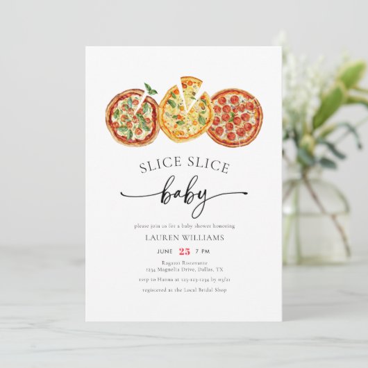 Italiaans Slice Baby Pizza Baby shower Kaart (Staand voorkant)