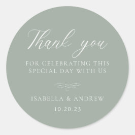 Italiaans Solid Sage Green Wedding Ronde Sticker