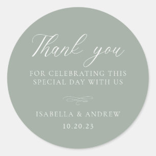 Italiaans Solid Sage Green Wedding Ronde Sticker