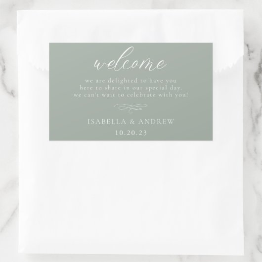 Italiaans Solid Sage Green Welcome Wedding Rechthoekige Sticker (Tas)