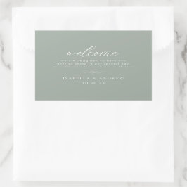 Italiaans Solid Sage Green Welcome Wedding Rechthoekige Sticker