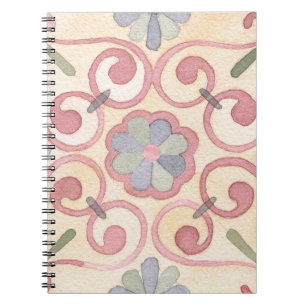 Italiaans Spaans Majolica Roze Bloem Waterverf Notitieboek