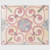 Italiaans Spaans Majolica Roze Bloemen Decoupage Cadeaupapier (Vlak)