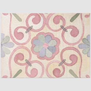 Italiaans Spaans Majolica Roze Bloemen Decoupage Tissuepapier
