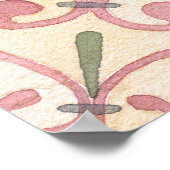 Italiaans Spaans Majolica Roze Bloemen Waterverf Poster (Hoek)