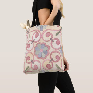 Italiaans Spaans Majolica Roze Bloemen Waterverf Tote Bag