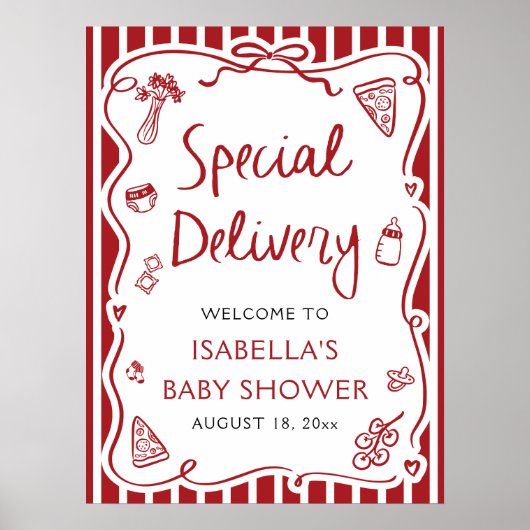 Italiaans Special Delivery Baby shower Welkomstbor Poster (Voorkant)