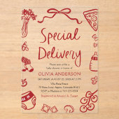 Italiaans speciale levering grillig Baby shower Acryl Uitnodigingen (Voorkant)