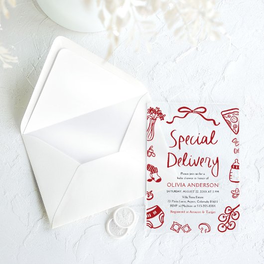 Italiaans speciale levering grillig Baby shower Acryl Uitnodigingen