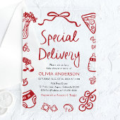 Italiaans speciale levering grillig Baby shower Acryl Uitnodigingen