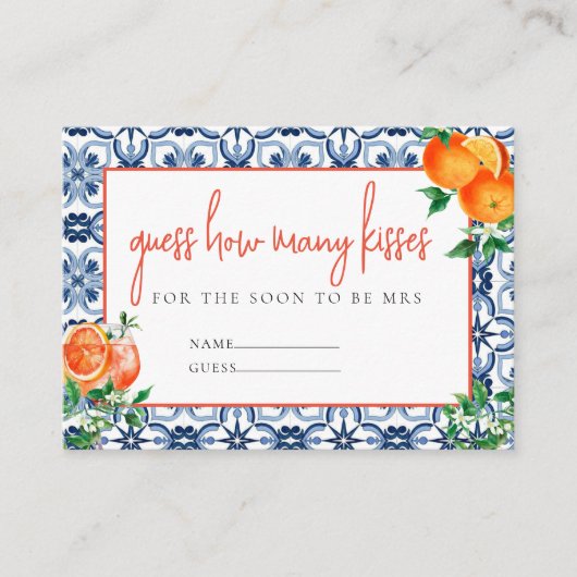 Italiaans Spritz hoeveel kussen douche spel antwoo Informatiekaartje (Voorkant)