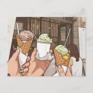 Italiaans stijl ijs in wafel briefkaart