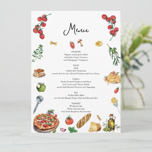 Italiaans Stijl Menukaart Pasta Pizza (Staand voorkant)