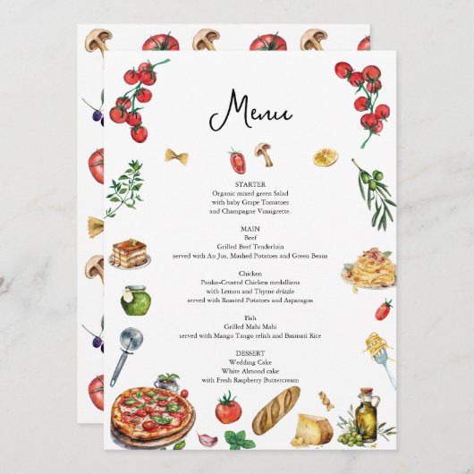 Italiaans Stijl Menukaart Pasta Pizza (Voorkant / Achterkant)