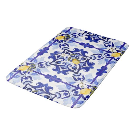 Italiaans stijl, tegels, majolica, citroen, all-ov badmat (Gekanteld)