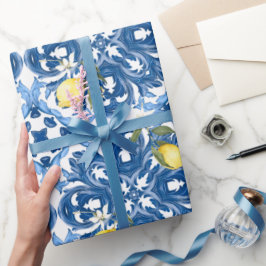 Italiaans stijl, tegels, majolica, citroen, all-ov cadeaupapier