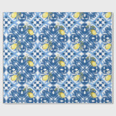 Italiaans stijl, tegels, majolica, citroen, all-ov cadeaupapier (Vlak)