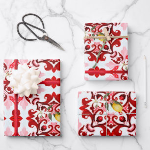 Italiaans stijl, tegels, majolica, citroen, all-ov inpakpapier vel