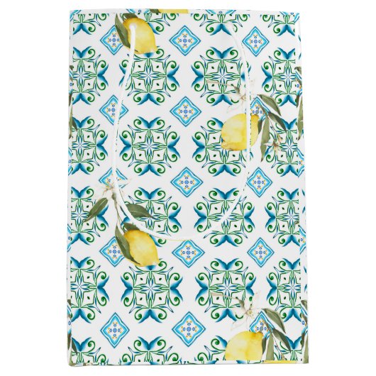 Italiaans stijl, tegels, majolica, citroen, all-ov medium cadeauzakje (Voorkant)