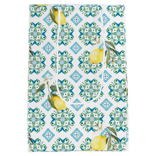 Italiaans stijl, tegels, majolica, citroen, all-ov medium cadeauzakje (Achterkant)