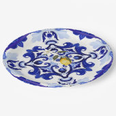 Italiaans stijl, tegels, majolica, citroen, all-ov papieren bordje (Gekanteld)