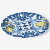 Italiaans stijl, tegels, majolica, citroen, all-ov papieren bordje (Gekanteld)