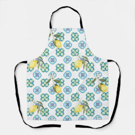 Italiaans stijl, tegels, majolica, citroen, all-ov schort