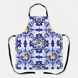 Italiaans stijl, tegels, majolica, citroen, all-ov schort