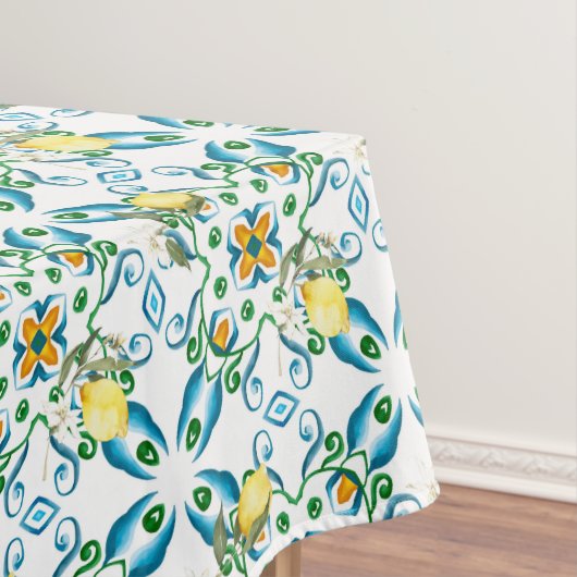 Italiaans stijl, tegels, majolica, citroen, all-ov tafelkleed (Voorbeeld)