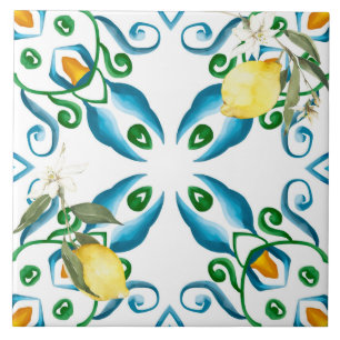 Italiaans stijl, tegels, majolica, citroen, all-ov tegeltje