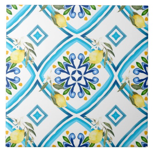 Italiaans stijl, tegels, majolica, citroen, all-ov tegeltje (Voorkant)