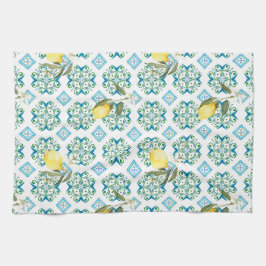 Italiaans stijl, tegels, majolica, citroen, all-ov theedoek