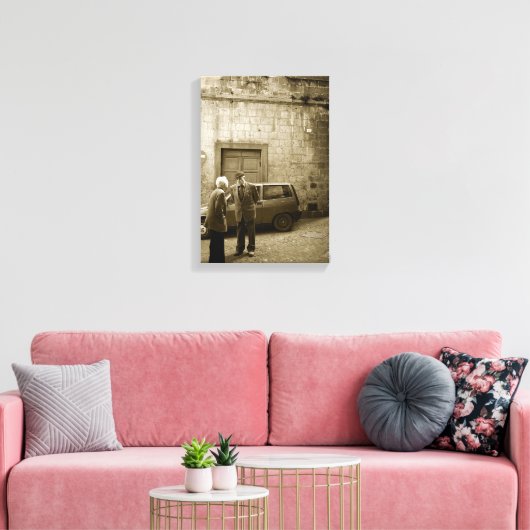 Italiaans straatbeeld in sepia canvas print (Insitu (Woonkamer))