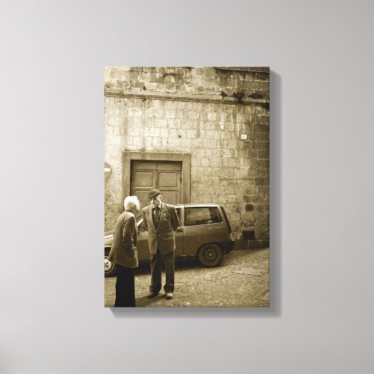 Italiaans straatbeeld in sepia canvas print (Voorkant)