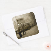 Italiaans straatbeeld in sepia plein sticker (Envelop)