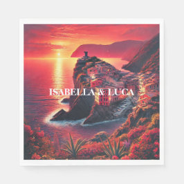 Italiaans Sunset Coastal Bold Rood & Sinaasappel K Servet